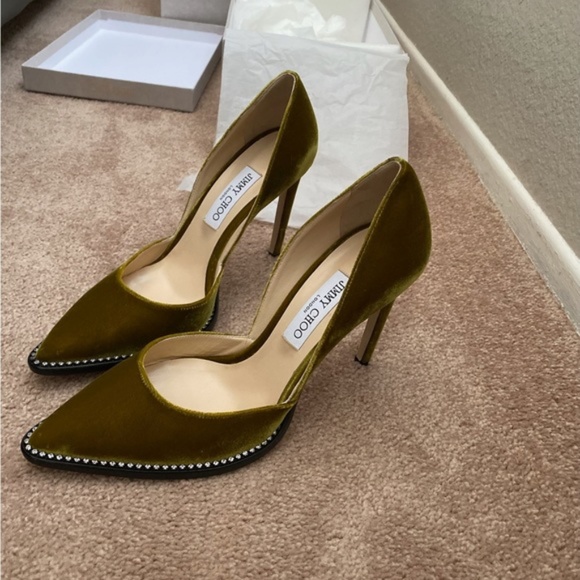 Jimmy Choo Green Velvet Babette Pointed Toe Pumps Size 39 - Picture 2 of 4